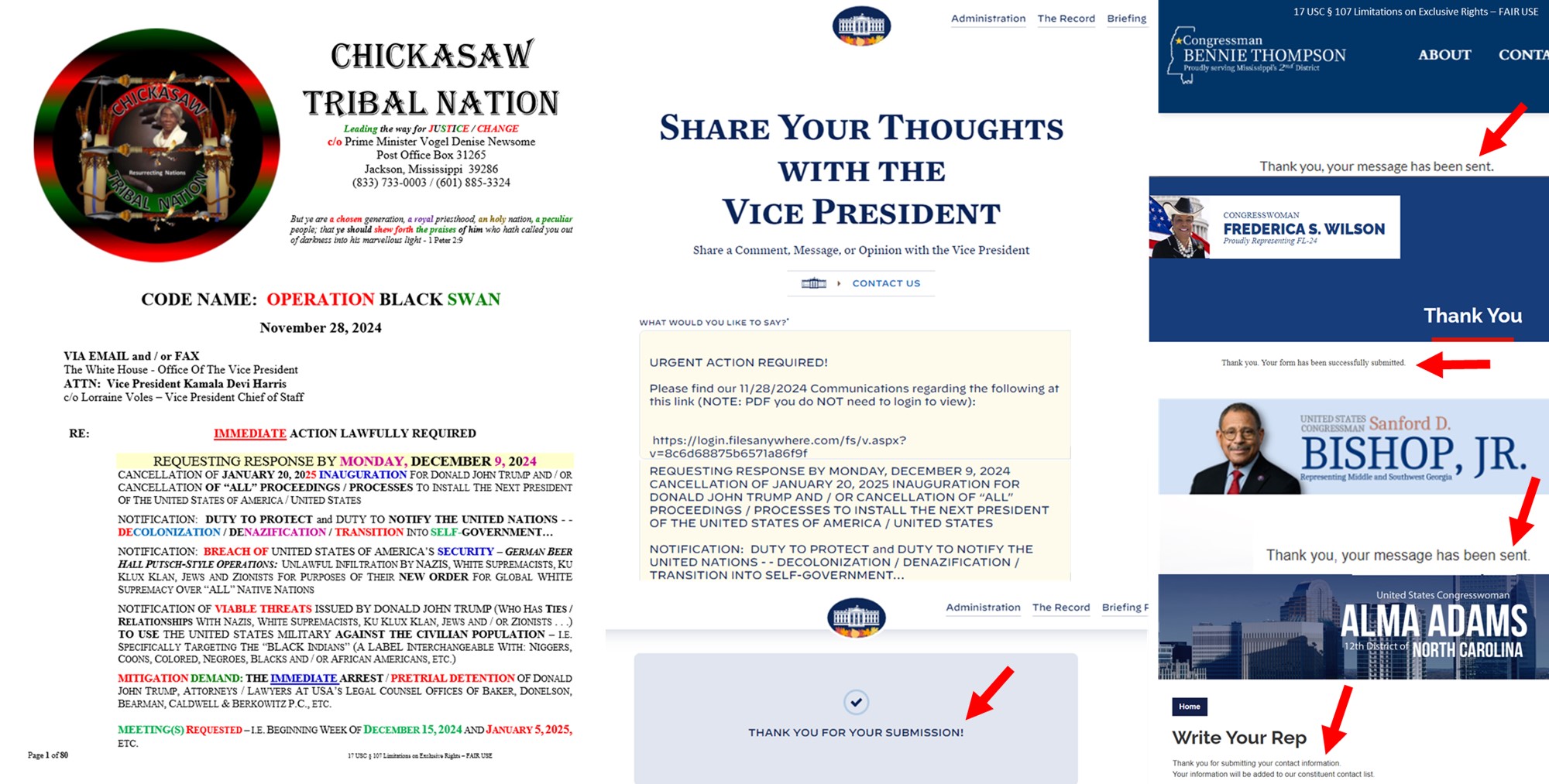 1128 and112924 CONFIRMATION Contact Form Submission To USA Vice President Kamala Harris